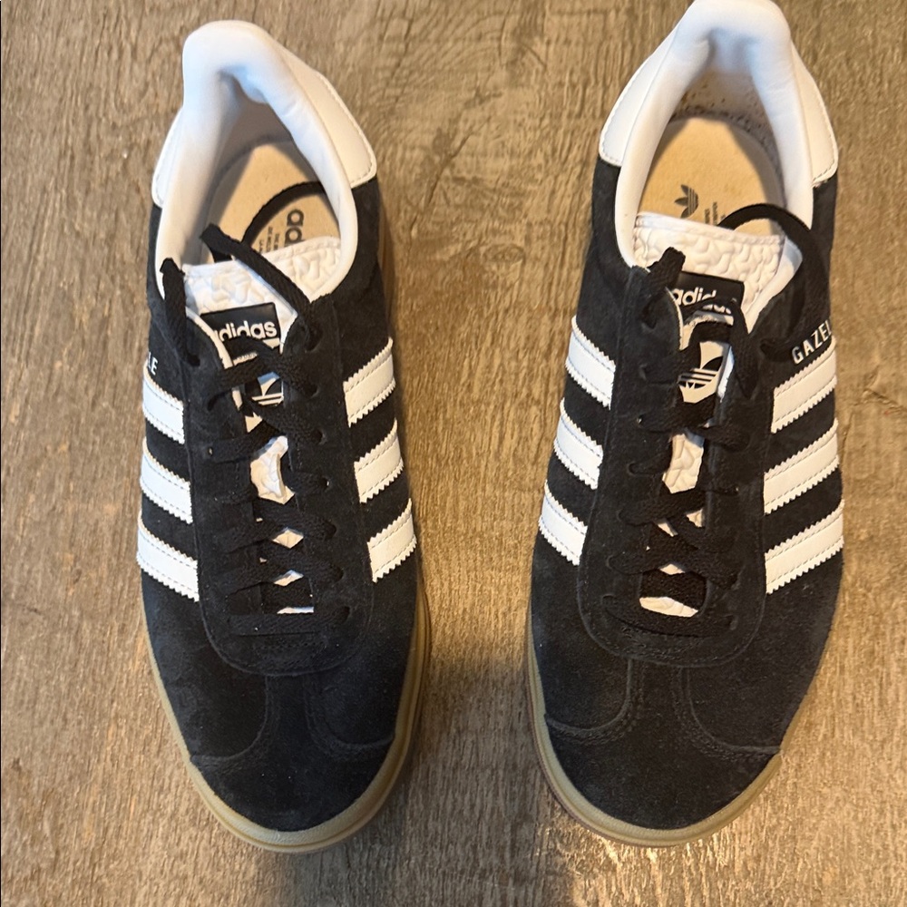 adidas Black & White Gazelle Platform Sneakers - Picture 2 of 3